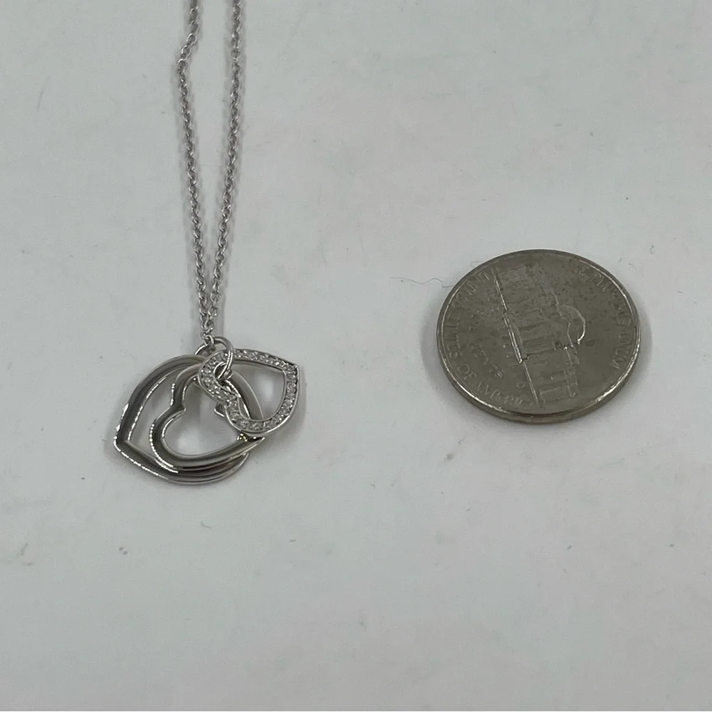 18” 925 Sterling Silver Triple Heart Silver-Tone 30th Birthday Pendant Necklace